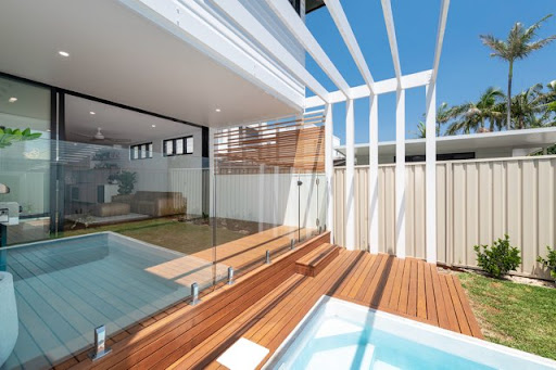 Freshly stained timber deck and outdoor area